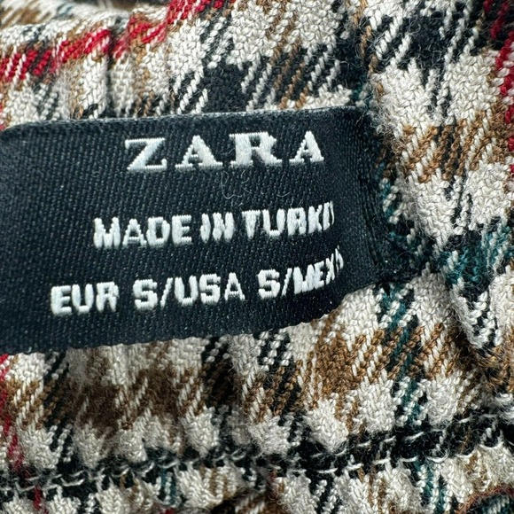 Zara Plaid Ankle Pants - Black, Red, Green - Picture 8 of 11